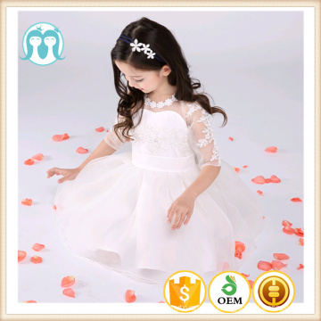 Vestido de crianças meninas vestido de princesa verão crianças mostram flor branca vestido de menina amarga fleabane amargo
